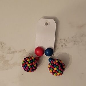 Round Ball Dangle Stud Earrings